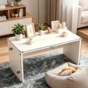 Low Profile Rectangular White Coffee Table