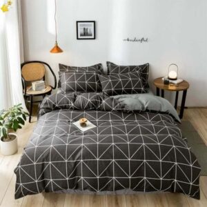 Dark Grey Geometric Pattern Bedding Set