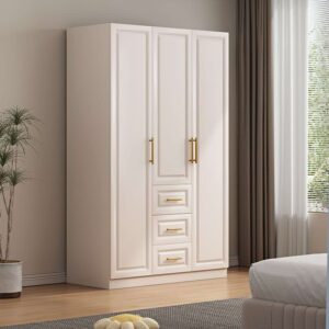 Tall White Wardrobe with Bottom Drawers