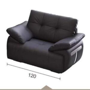 Black Leather Overstuffed Accent Chair