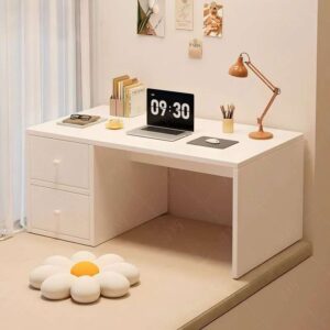 Minimalist White Writing Desk with Storage