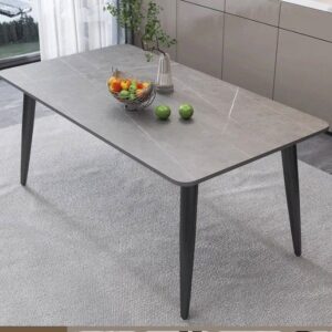 Modern Grey Stone-Top Dining Table