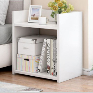 Compact White Bedside Storage Cart