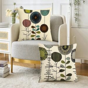 Abstract Floral Throw Pillows Set